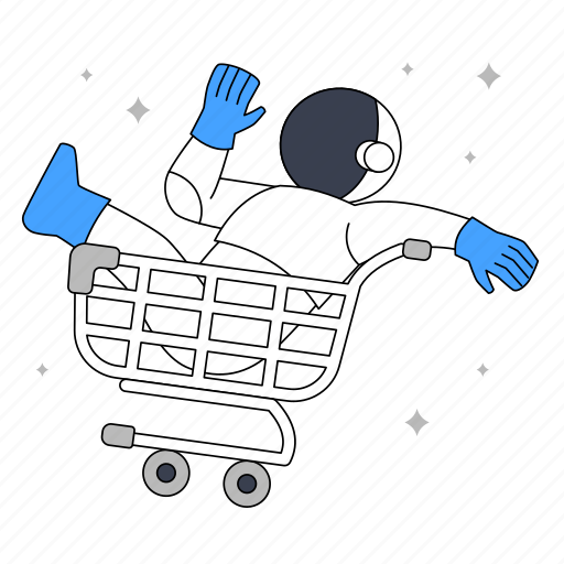 Empty cart, cart, shopping, e commerce, astronaut, space, empty state icon - Download on Iconfinder