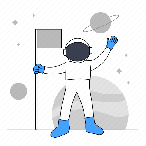 Get started, astronaut, space, galaxy, flag, welcome, empty state icon - Download on Iconfinder