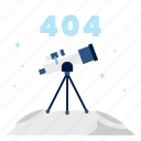 page not found, 404, telescope, space, planet, empty state 