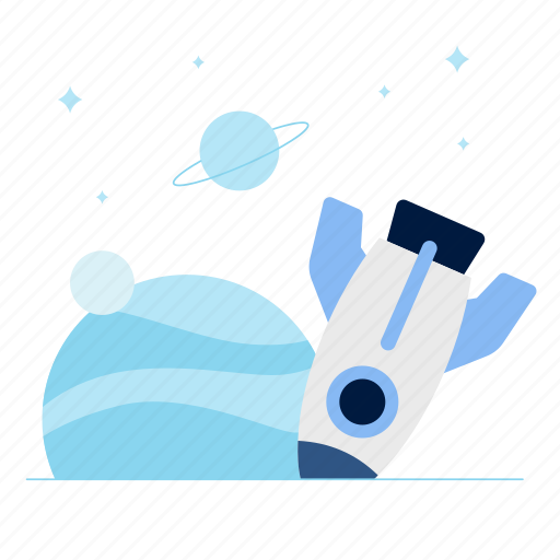 Something went wrong, rocket, spaceship, landing, space, planet, empty state illustration - Download on Iconfinder