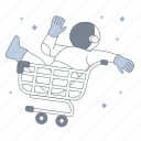 empty cart, cart, shopping, e commerce, astronaut, space, empty state 