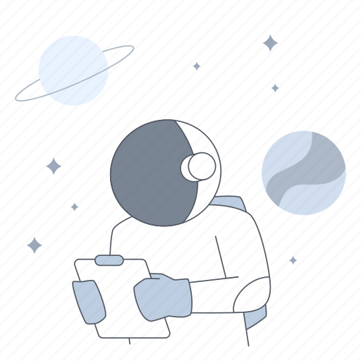 Support, contact service, astronaut, space, report, empty state illustration - Download on Iconfinder