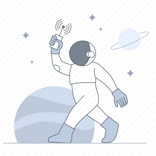 Bad gateway, astronaut, walking, space, planet, empty state illustration - Download on Iconfinder