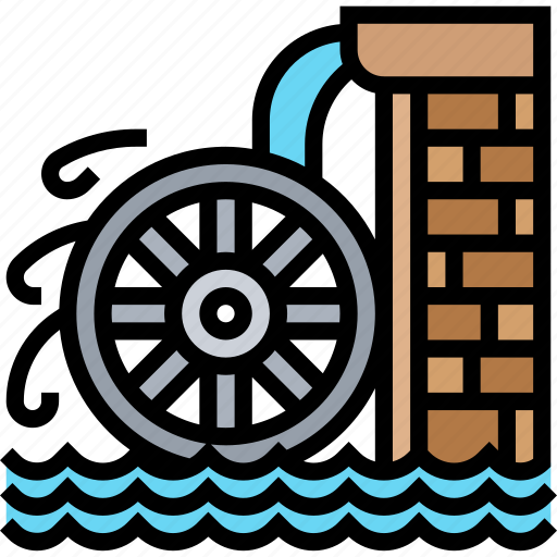 Water, wheel, mill, renewable, energy icon - Download on Iconfinder