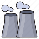 chimney, factory, nuclear, plant, smoke