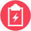 clipboard, electric, energy, green, power, thunder 