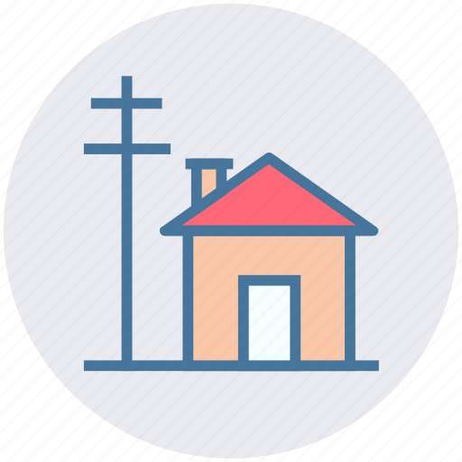 Building, electric tower, electricity, energy, farm house, house, power icon - Download on Iconfinder