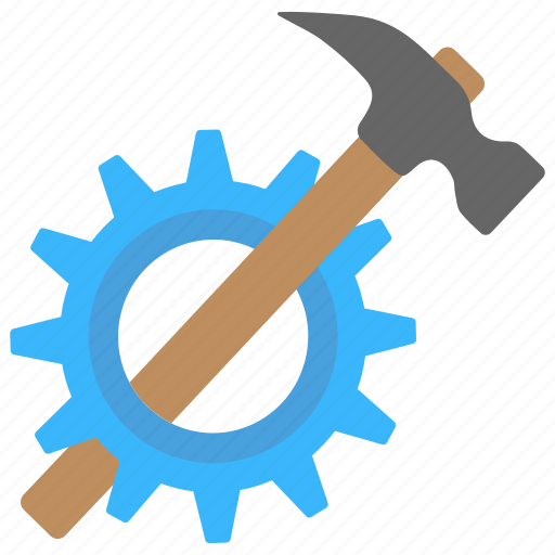 Hammer and gear, industrial tool, maintenance, repair, service symbol icon - Download on Iconfinder