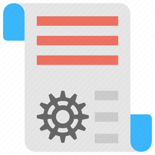 Control document, document management, document with gear symbol, documentation plan, engineering document icon - Download on Iconfinder