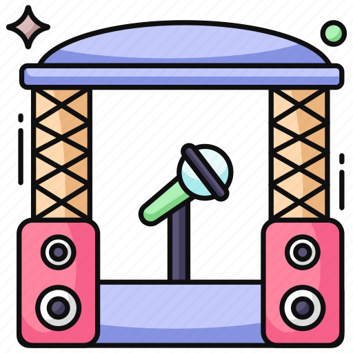 Concert stage, music concert, mike, microphone, signing mic icon - Download on Iconfinder