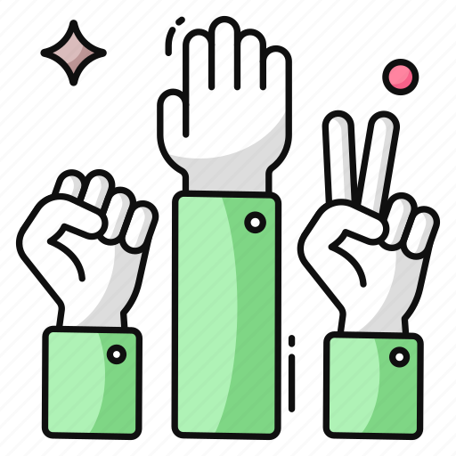Raise hands, hand gesture, gesticulation, victory sign, punch icon - Download on Iconfinder