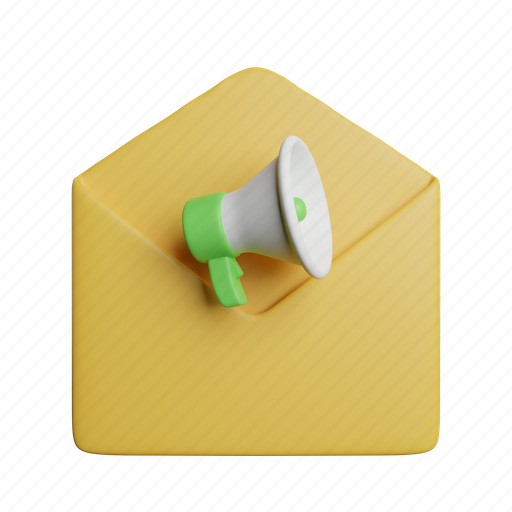 Announcement, message, front, email, marketing, megaphone 3D illustration - Download on Iconfinder