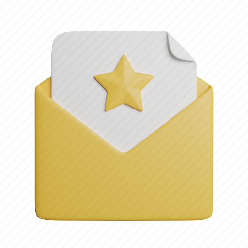Favorite, message, front, chat, email, star 3D illustration - Download on Iconfinder