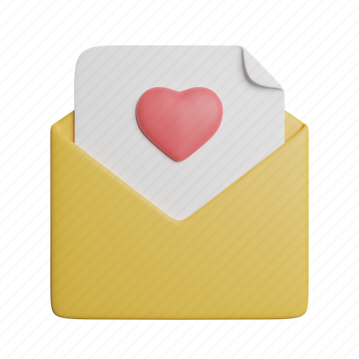 Letter, love, front 3D illustration - Download on Iconfinder