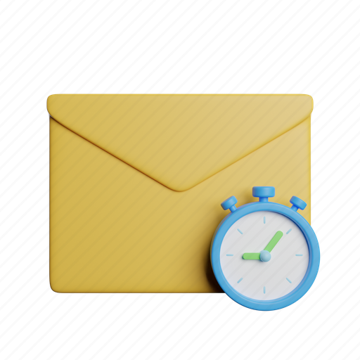 Timer, message, front, chat, time, email, stopwatch 3D illustration - Download on Iconfinder