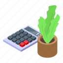 ergonomic, workplace, plant, pot, isometric