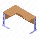 ergonomic, corner, table, isometric