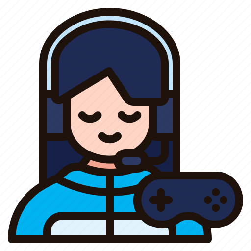 Gamer, esports, player, joystick, woman, avatar, gaming icon - Download on Iconfinder