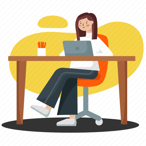 Work, woman, girl, office, job, profession, designer illustration - Download on Iconfinder