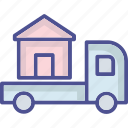 property app, house on van, home, moving van, property, realestate, rent