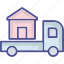 property app, house on van, home, moving van, property, realestate, rent 