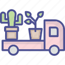 garden vehicle, cactus, pot, plant pot, transport, van