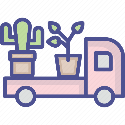 Garden vehicle, cactus, pot, plant pot, transport, van icon - Download on Iconfinder