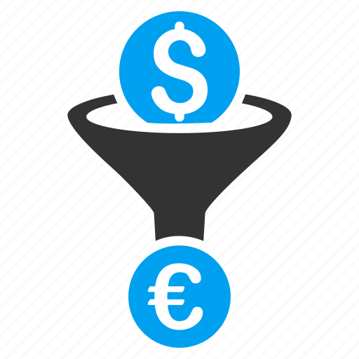Currency conversion, dollar, euro, exchange, filter, funnel, money icon - Download on Iconfinder