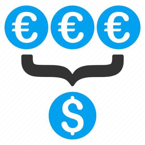 Aggregator, currency conversion, dollar, euro, exchange, funnel, money filter icon - Download on Iconfinder