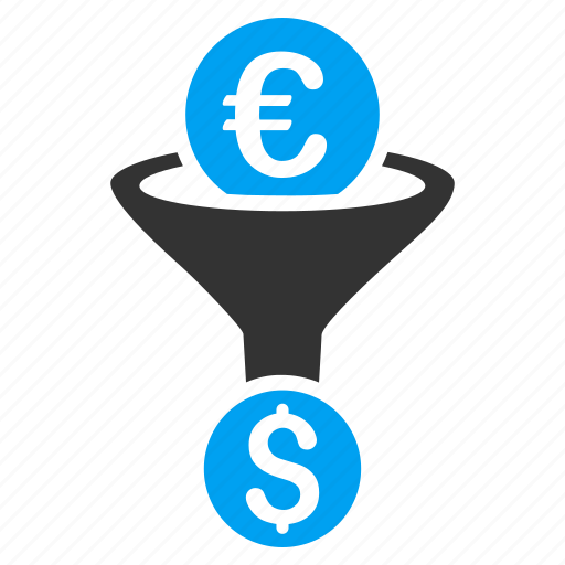 Currency conversion, dollar, euro, exchange, filter, funnel, money icon - Download on Iconfinder