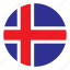 country, europe, flag, iceland, round, color, nation 