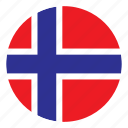 country, europe, flag, norway, round, color, nation