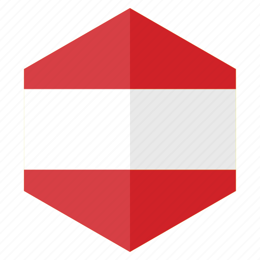 Austria, country, design, europe, flag, hexagon icon - Download on Iconfinder