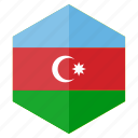 azerbaijan, country, design, europe, flag, hexagon