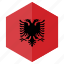 albania, country, design, europe, flag, hexagon 