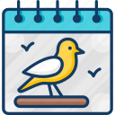 bird, calendar, day, events