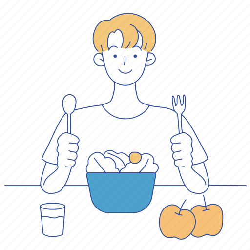 Male, eating, salad, student, vegan, healthy, diet icon - Download on Iconfinder