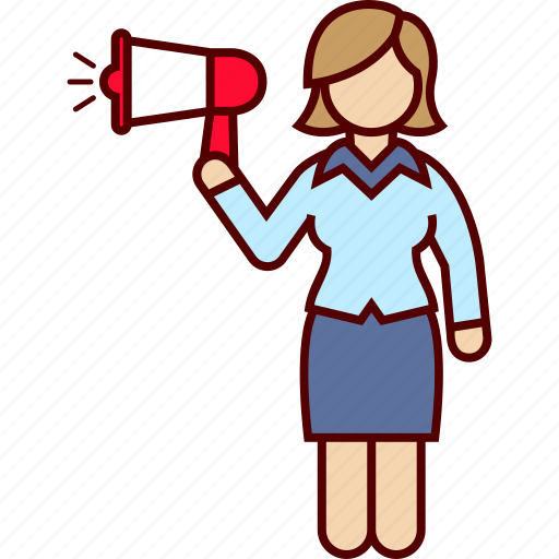 Communication, executive, megaphone, speach, woman icon - Download on Iconfinder
