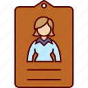 business, card, employee, id, woman