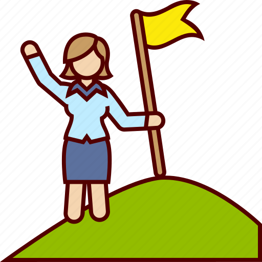 Flag, goal, mountain, top, woman icon - Download on Iconfinder