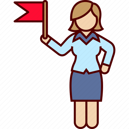 Ambassador, business, woman, flag, delegate, goal icon - Download on Iconfinder
