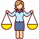 analysis, balance, business, woman, decision, office, scale, justice