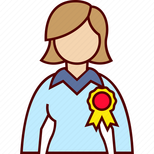 Best, employee, executive, ribbon, achievement, woman icon - Download on Iconfinder