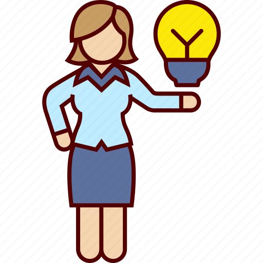 Business, good, idea, bulb, woman, clever, presentation icon - Download on Iconfinder