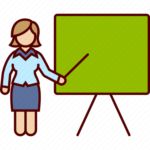 Teacher, business, presentation, training, board, chalkboard, woman icon - Download on Iconfinder
