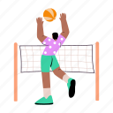 volleyball, sport, playing, game, character