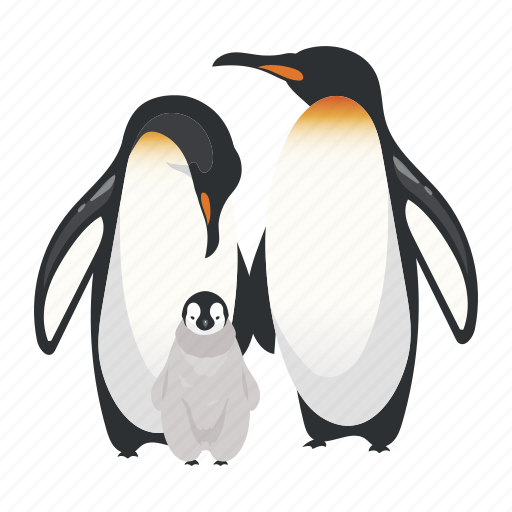 Penguin, family, arctic, bird, north pole illustration - Download on Iconfinder