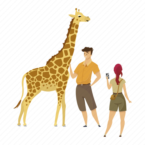 Animal, giraffe, tourists, photograph, african expedition illustration - Download on Iconfinder