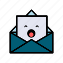letter, envelope, mail, message, newsletter, expression, yawning