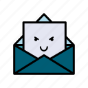 letter, envelope, mail, message, newsletter, expression, evil